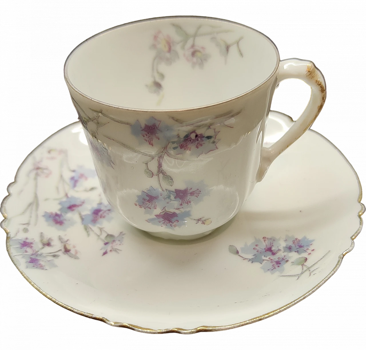 Tazza da caffè con piattino floreali Limoges fine '800 8