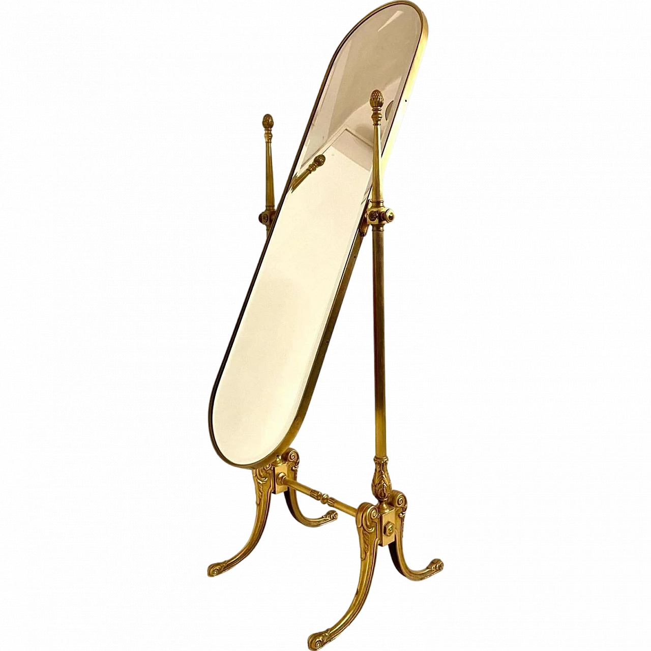 Floor mirror in brass and cut glass, 50s 14