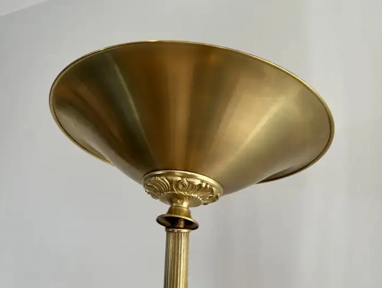 Lampada da terra in ottone con riflettore rimovibile, anni '70 4