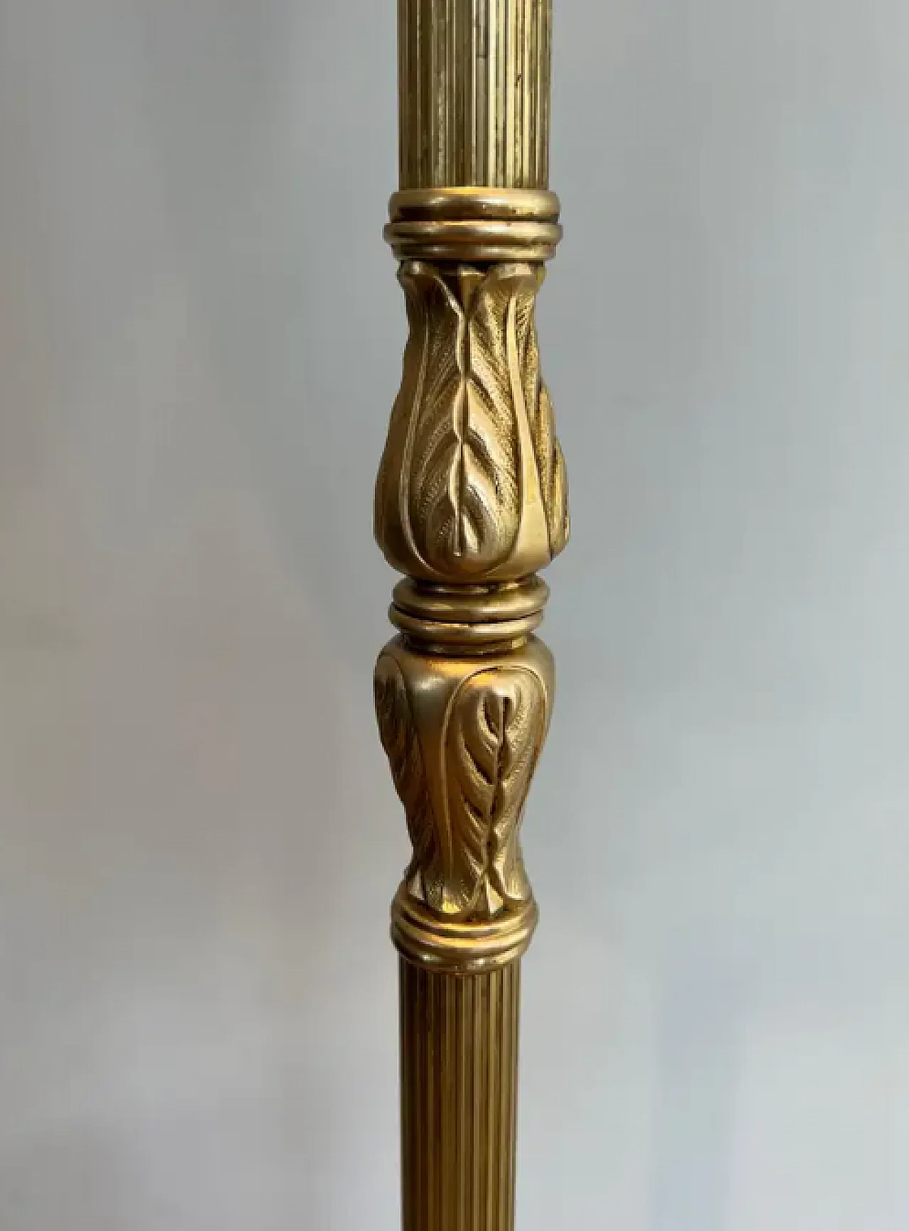 Lampada da terra in ottone con riflettore rimovibile, anni '70 6