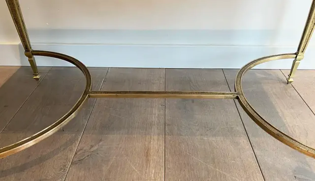 Tavolino da caffè in bronzo con piano in marmo nero Portor, anni '40 8