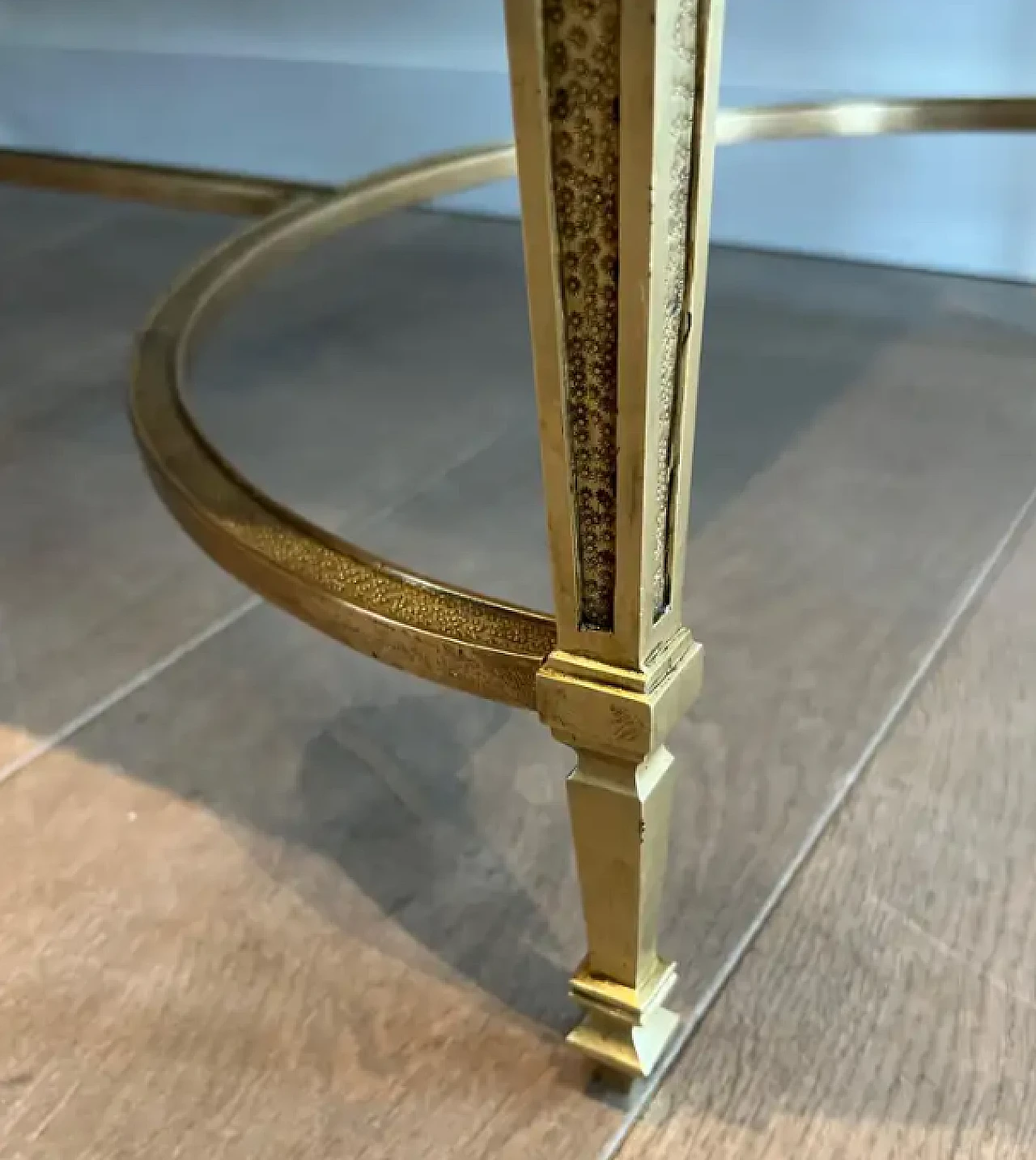 Tavolino da caffè in bronzo con piano in marmo nero Portor, anni '40 10