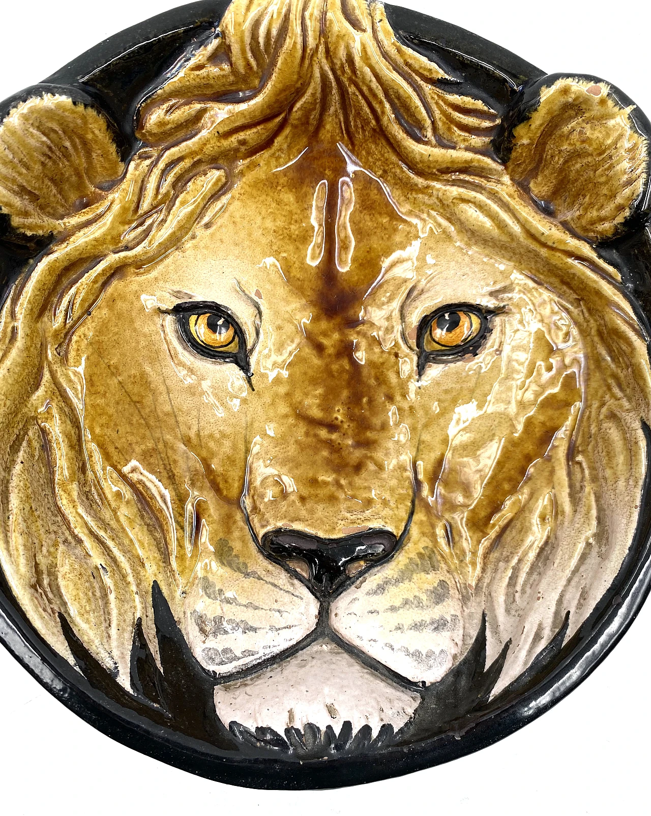 Mid-century lion ceramic plate, 70s 4