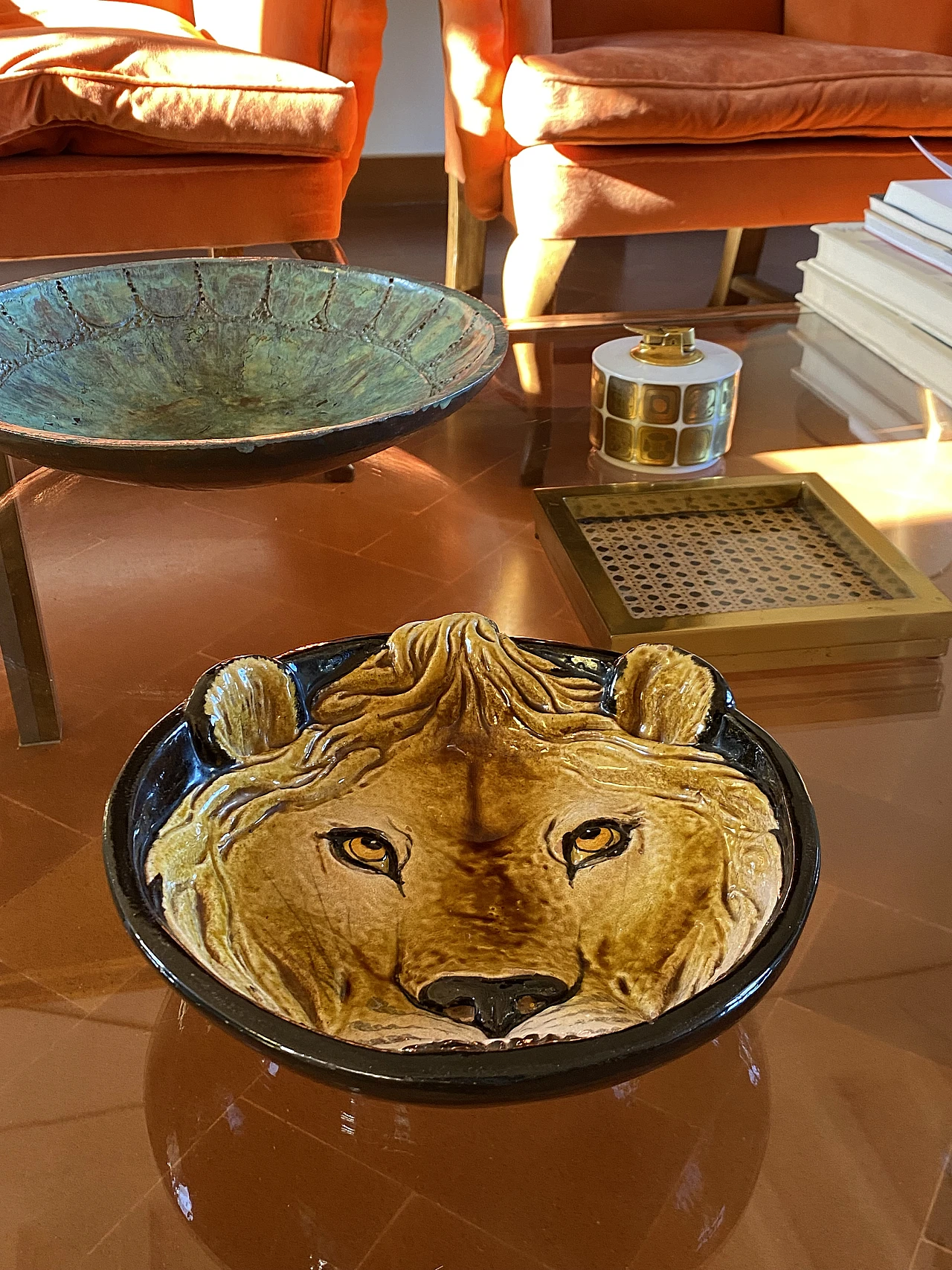 Mid-century lion ceramic plate, 70s 13