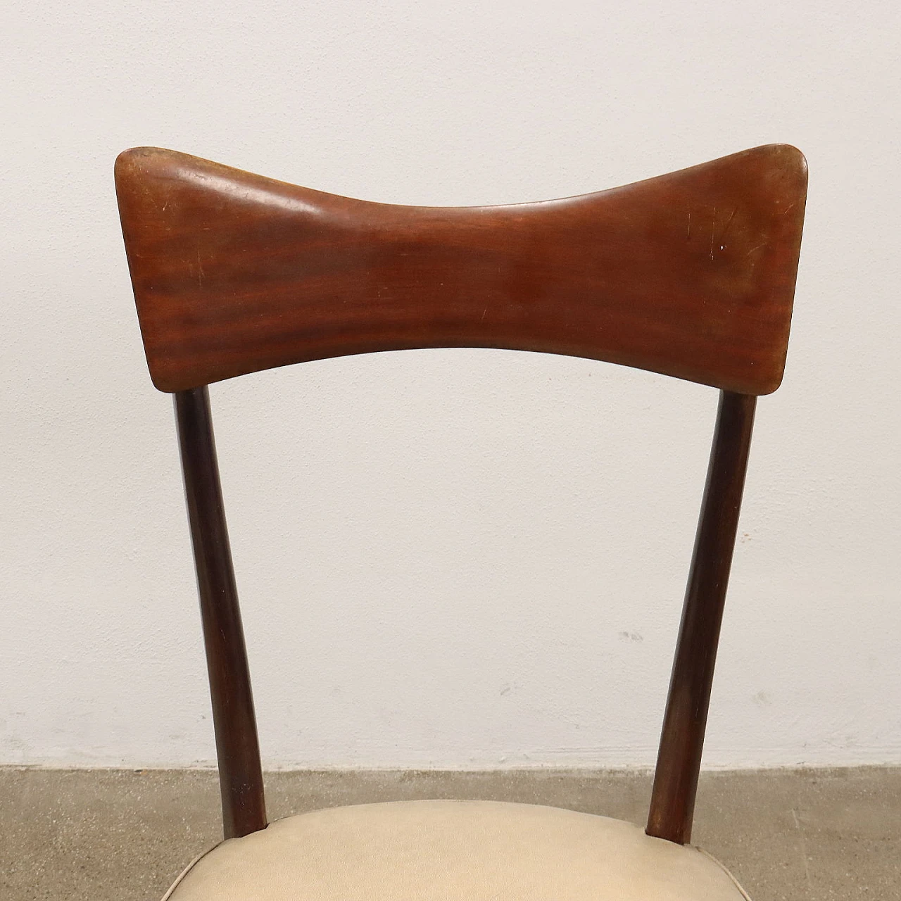 6 Chairs in stained beech and leatherette, 1950s 4