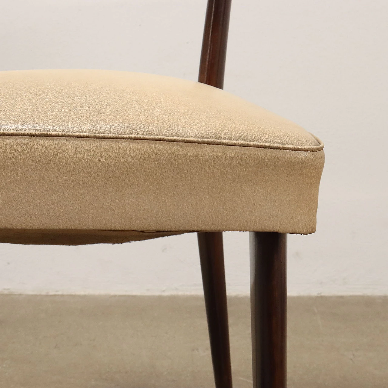 6 Chairs in stained beech and leatherette, 1950s 5