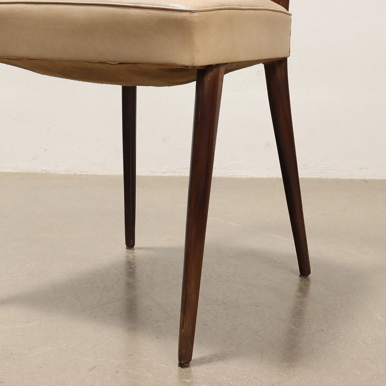 6 Chairs in stained beech and leatherette, 1950s 6