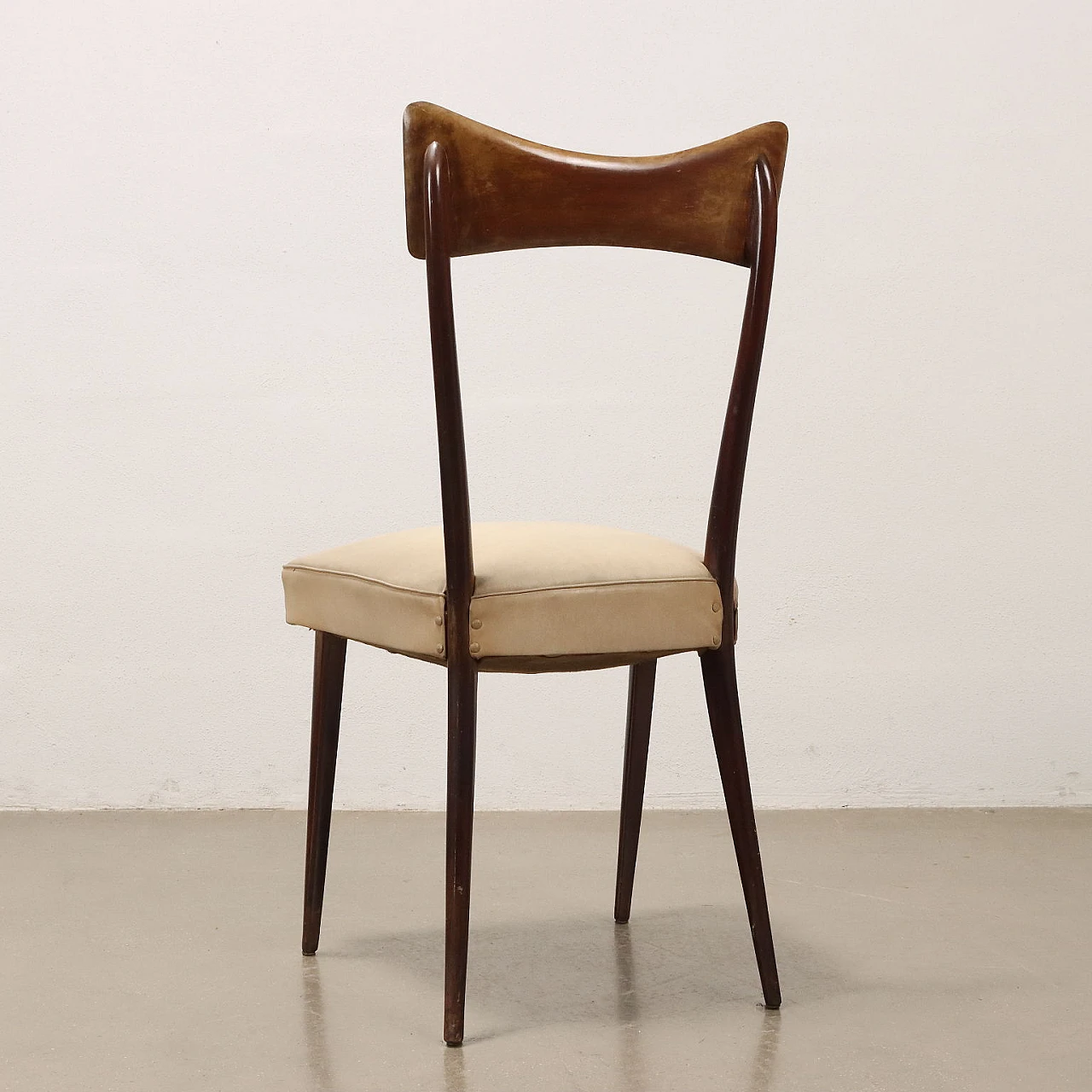 6 Chairs in stained beech and leatherette, 1950s 8