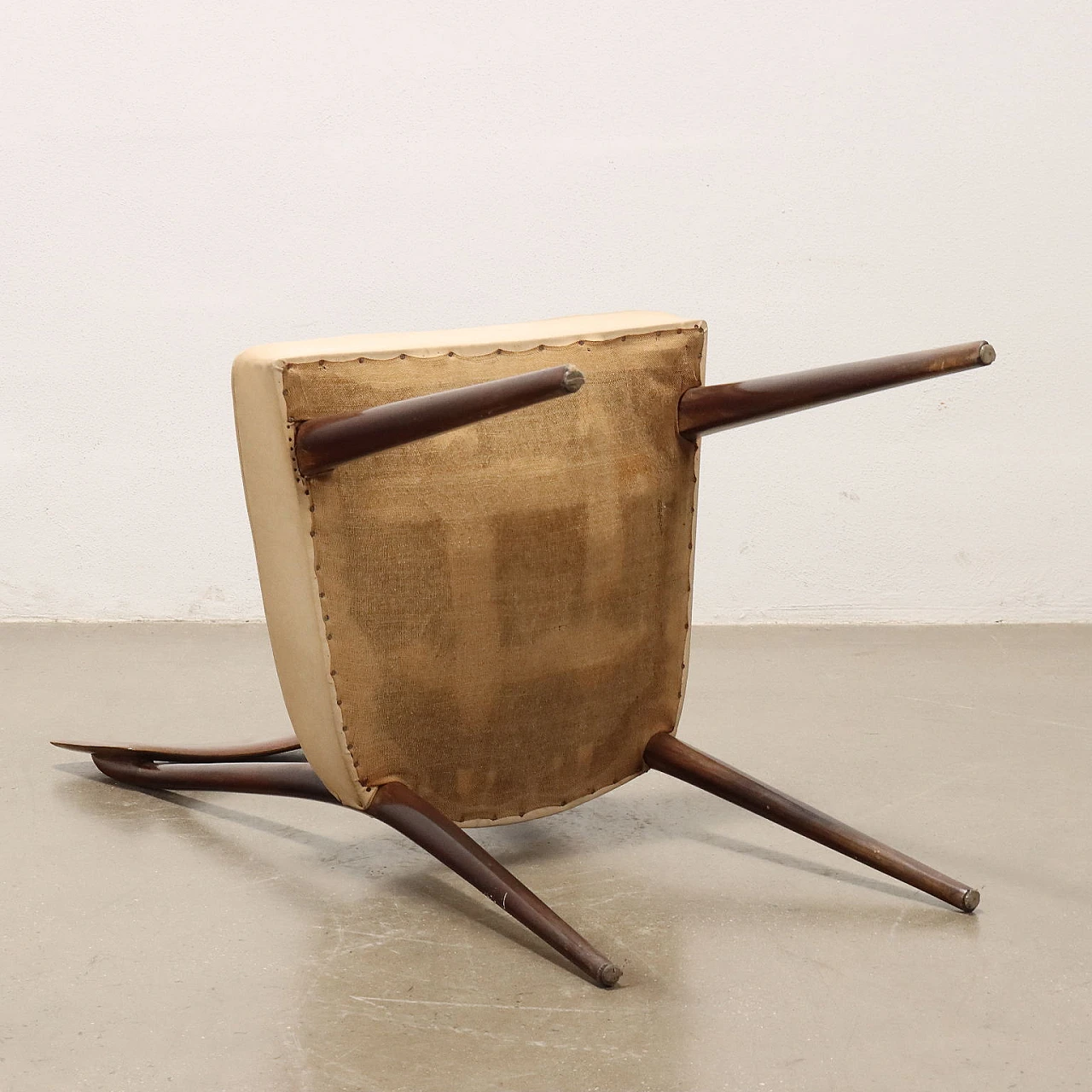 6 Chairs in stained beech and leatherette, 1950s 9