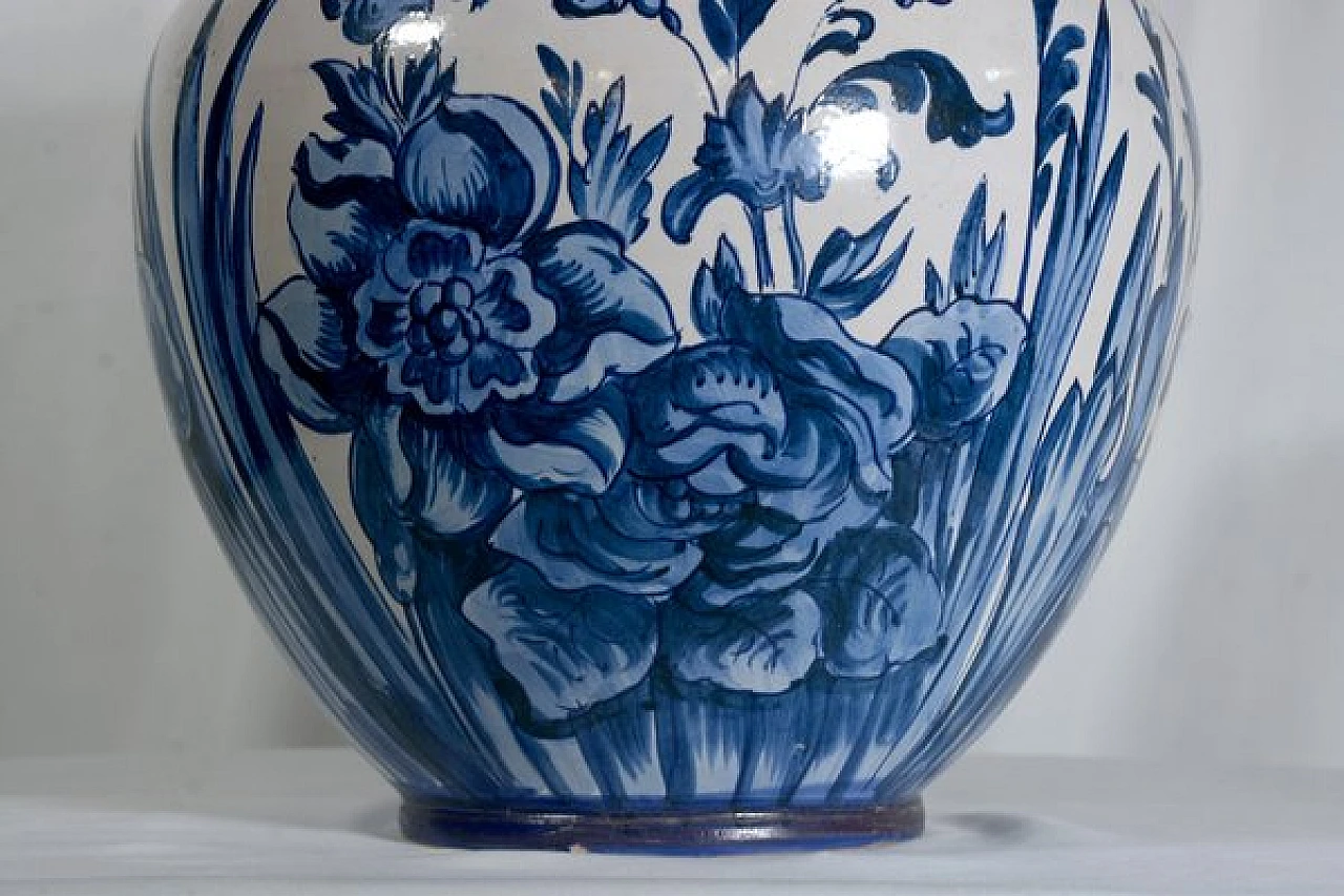 Cache-Pot dipinto a mano in ceramica con motivi floreali, anni '60 4