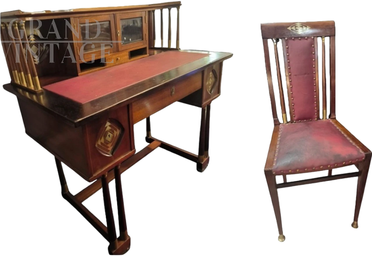 RARA Scrivania con sedia di J.e J.Herrmann, SECESSION, WIEN, 1905c. 13