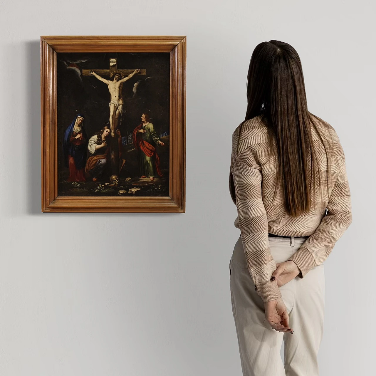 The Crucifixion, Italian painting on slate, 17th century 2
