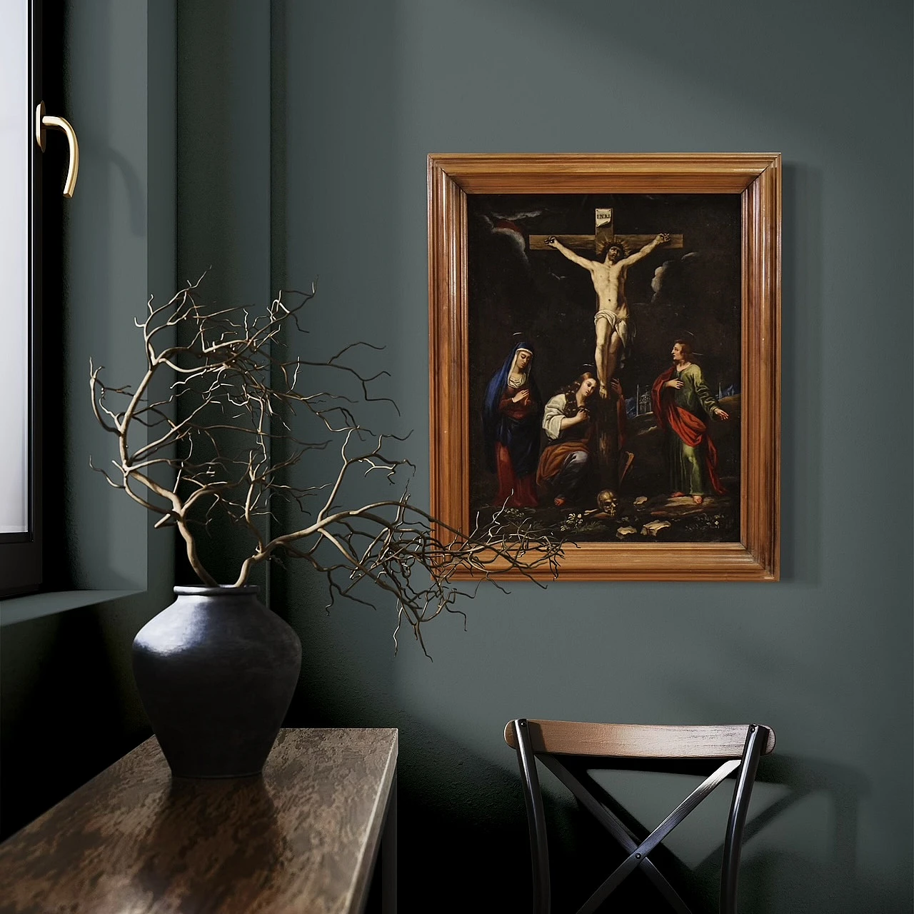The Crucifixion, Italian painting on slate, 17th century 13