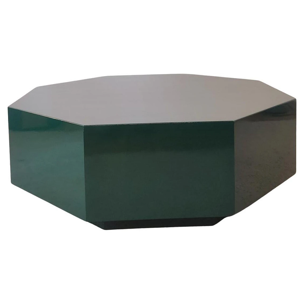 Tavolino ottagonale francese in legno laccato verde, anni '70 1