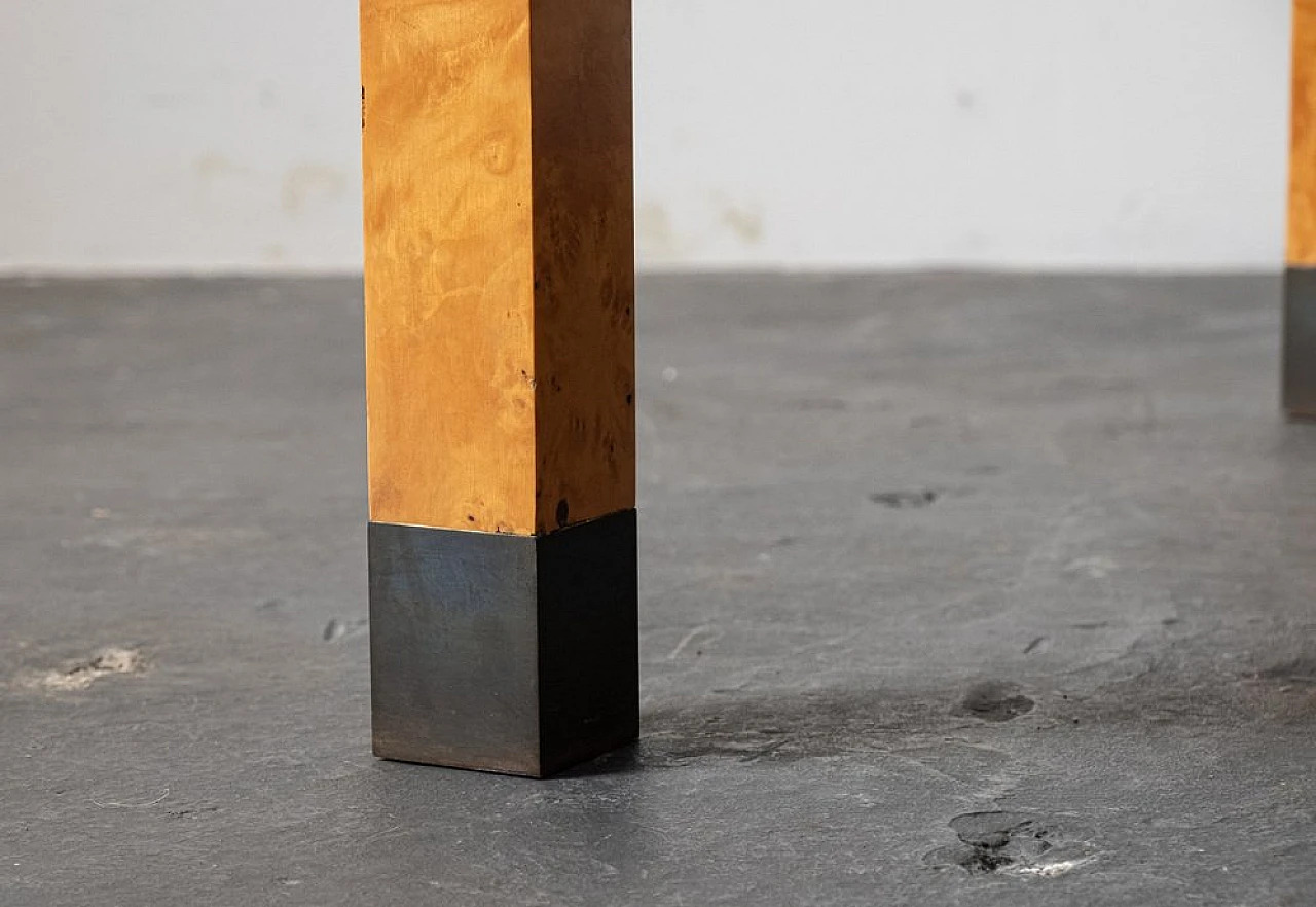 Coffee table in briarwood and brass, 1980s 2