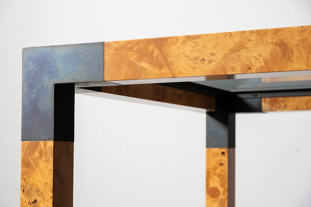 Coffee table in briarwood and brass, 1980s 3