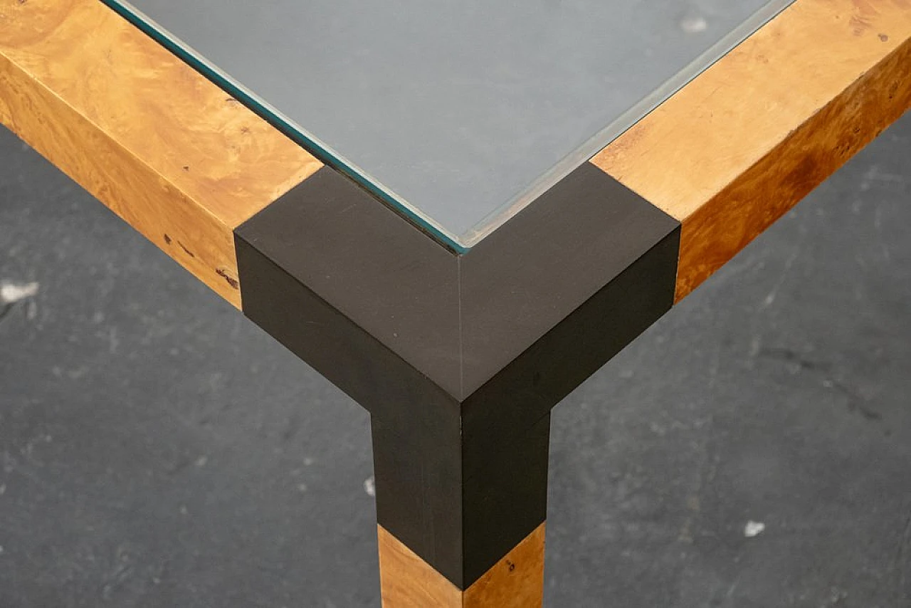 Coffee table in briarwood and brass, 1980s 4