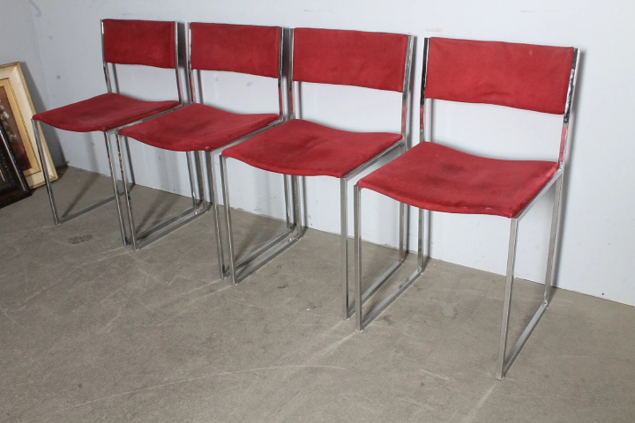 4 chrome-plated Willy Rizzo chairs, 70s 1