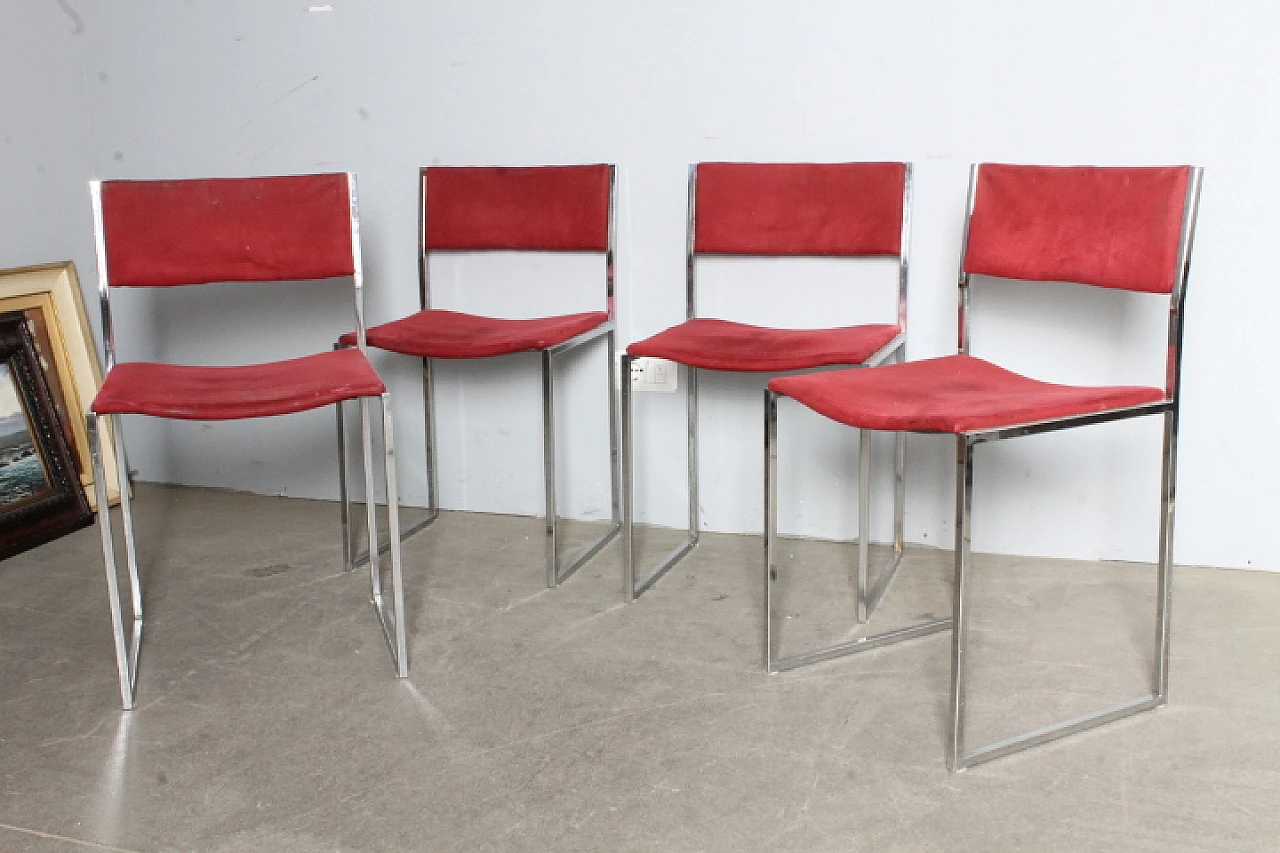 4 chrome-plated Willy Rizzo chairs, 70s 2