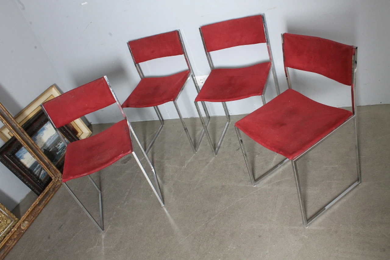 4 chrome-plated Willy Rizzo chairs, 70s 4