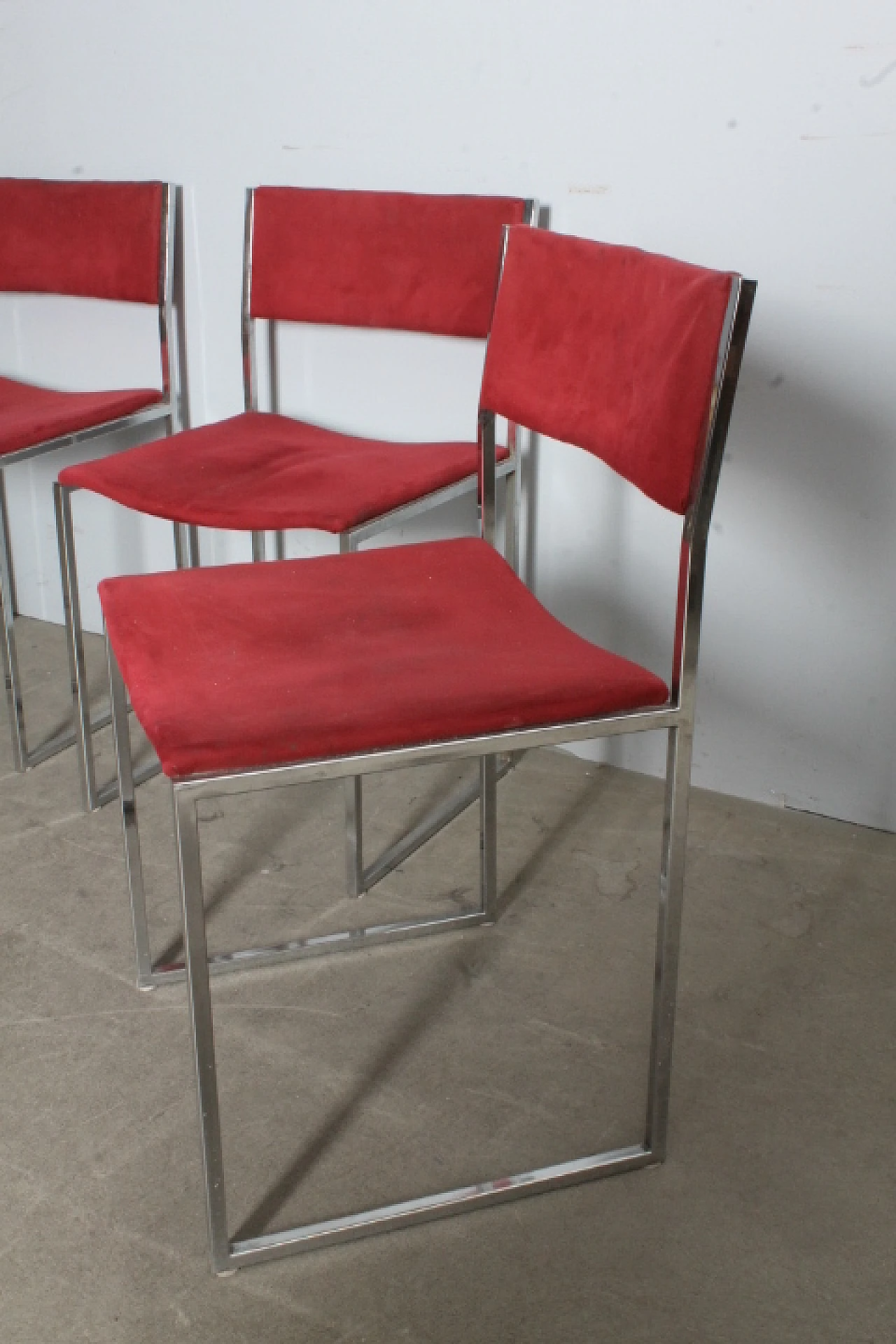 4 chrome-plated Willy Rizzo chairs, 70s 5