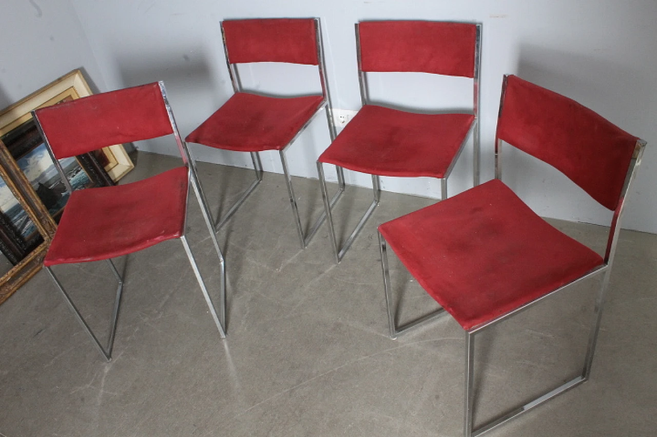 4 chrome-plated Willy Rizzo chairs, 70s 6