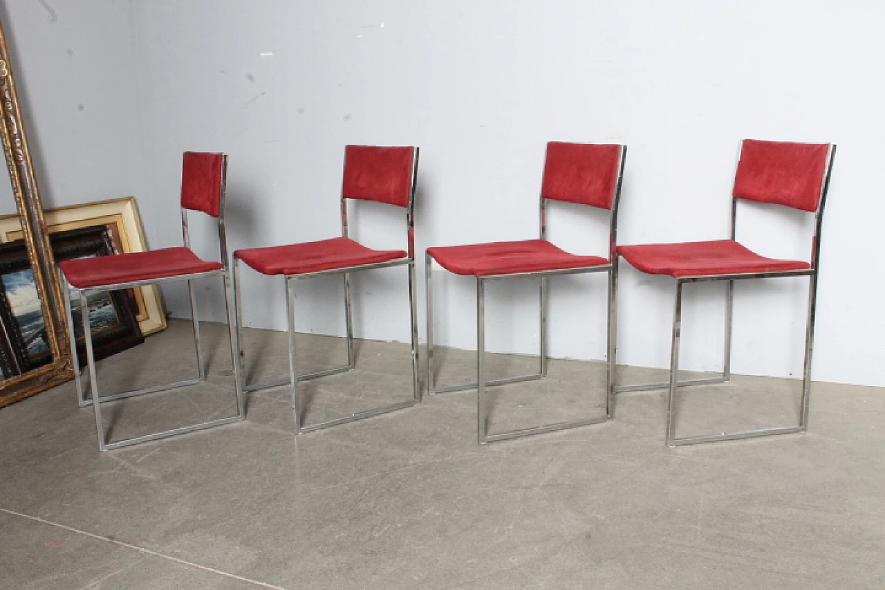4 chrome-plated Willy Rizzo chairs, 70s 8