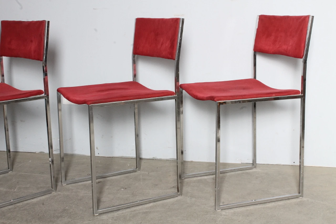 4 chrome-plated Willy Rizzo chairs, 70s 9