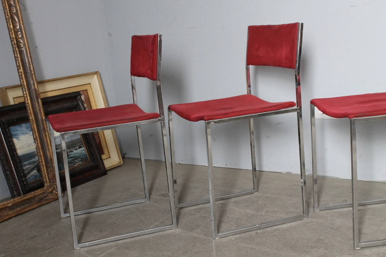 4 chrome-plated Willy Rizzo chairs, 70s 10