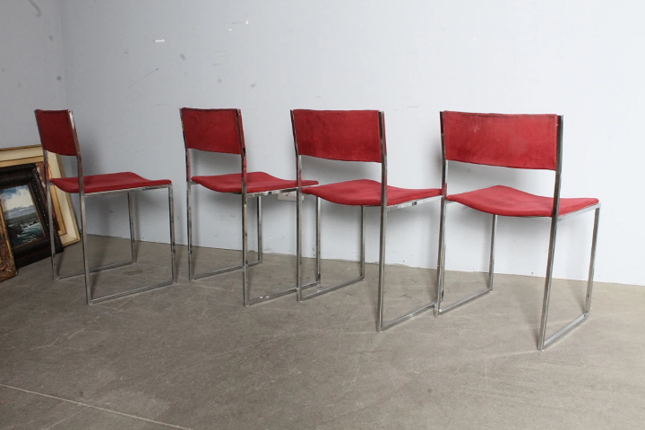 4 chrome-plated Willy Rizzo chairs, 70s 11