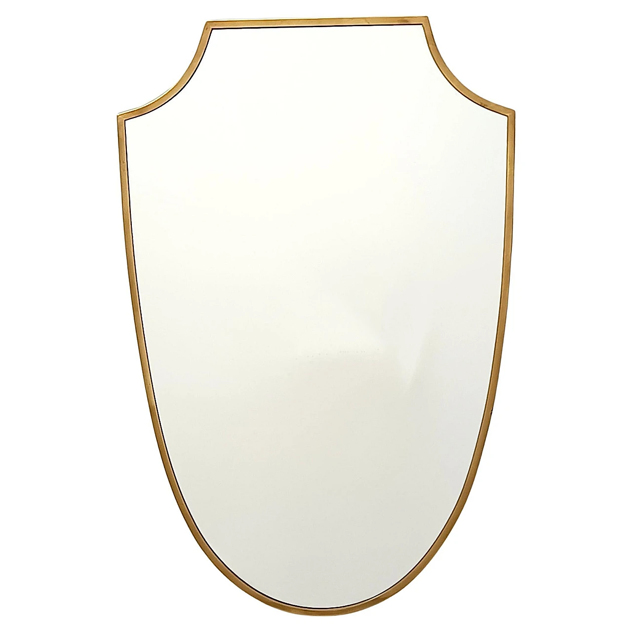 Vintage Brass Shield Shaped Wall Mirror, Italy 1