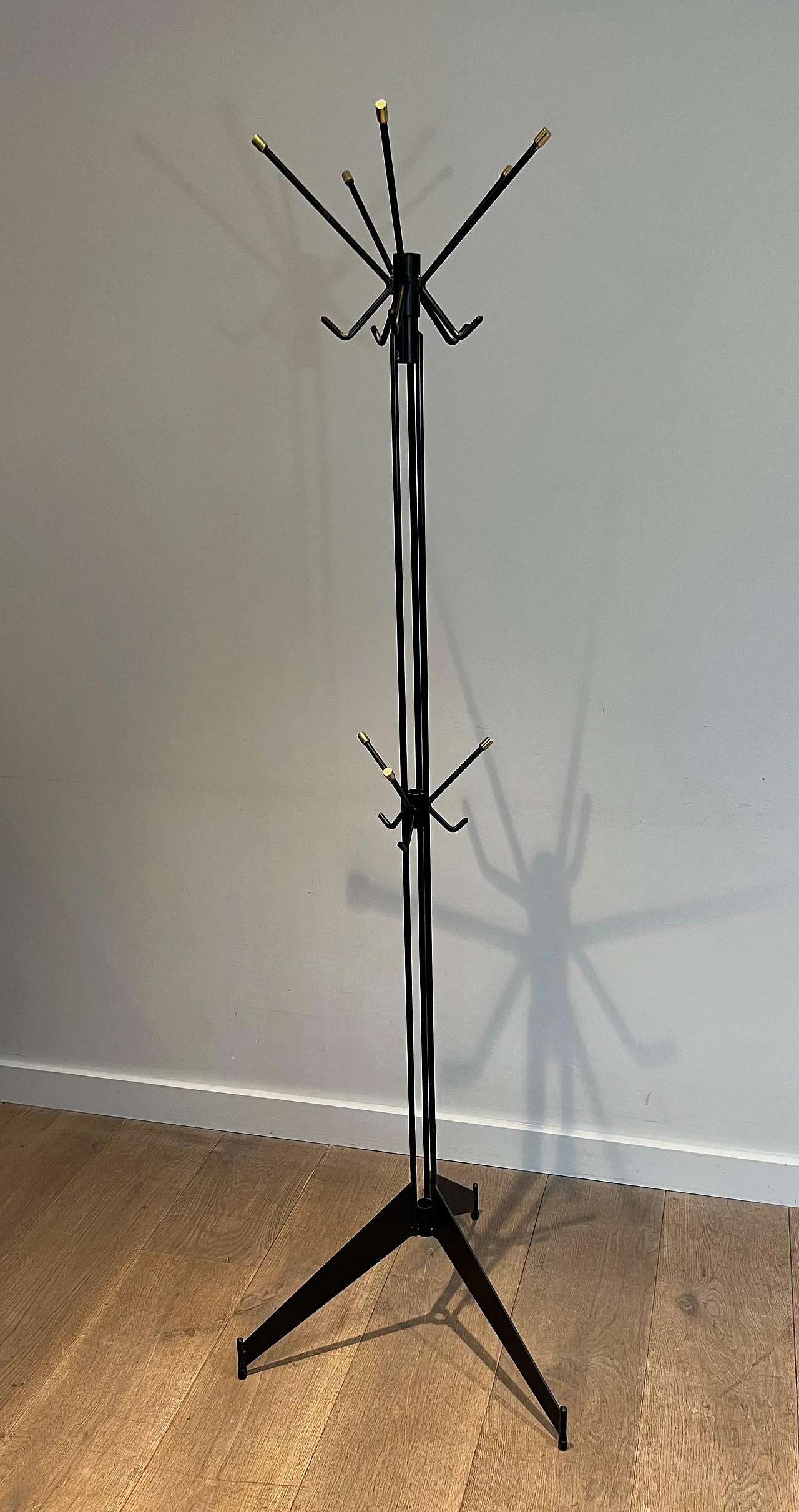 Brass and black lacquered coat stand, 1950s 2