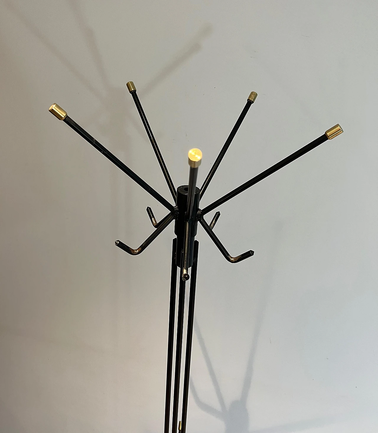 Brass and black lacquered coat stand, 1950s 5