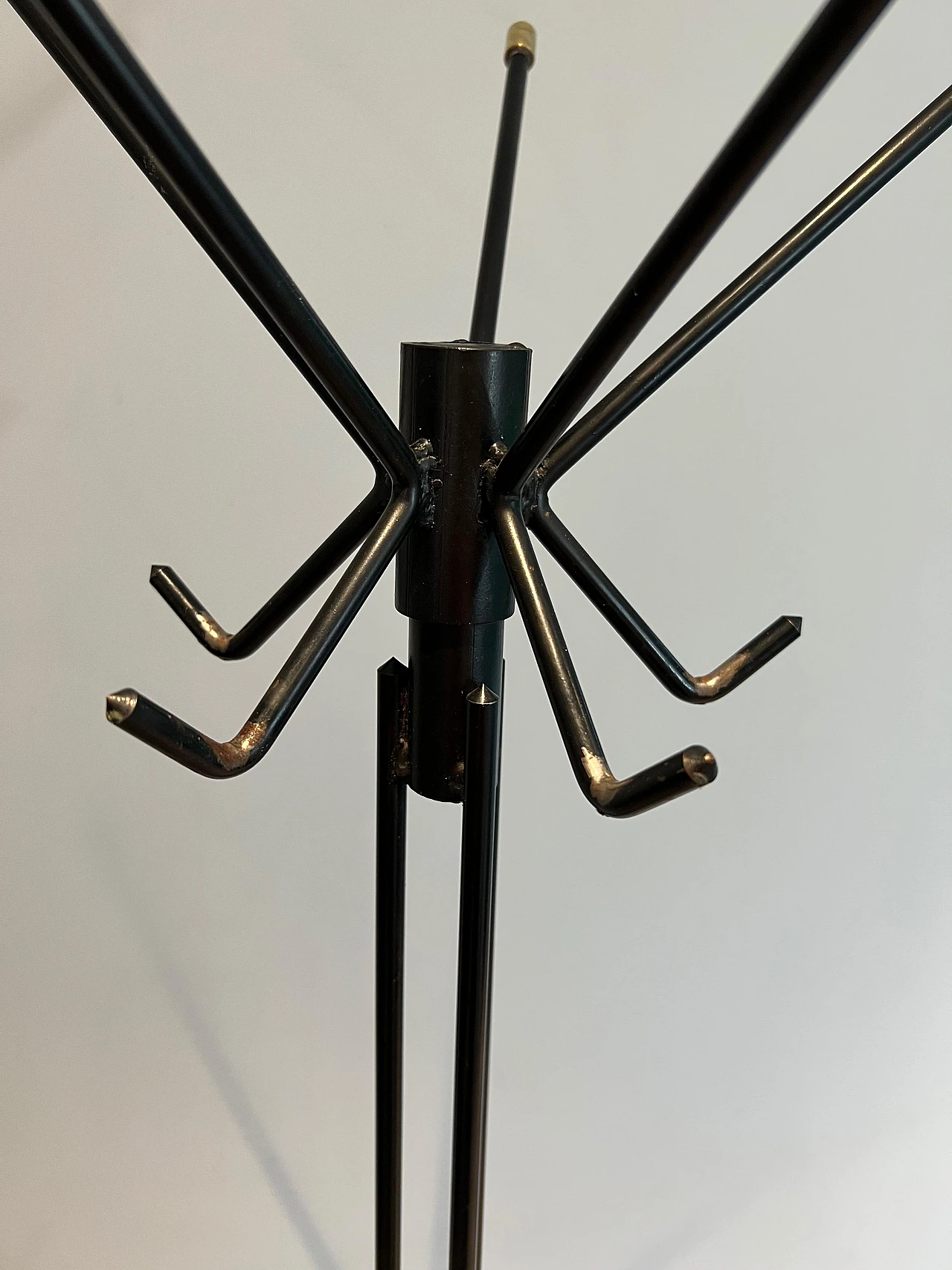 Brass and black lacquered coat stand, 1950s 8