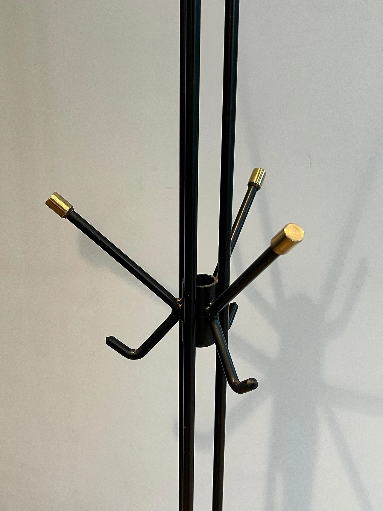 Brass and black lacquered coat stand, 1950s 9