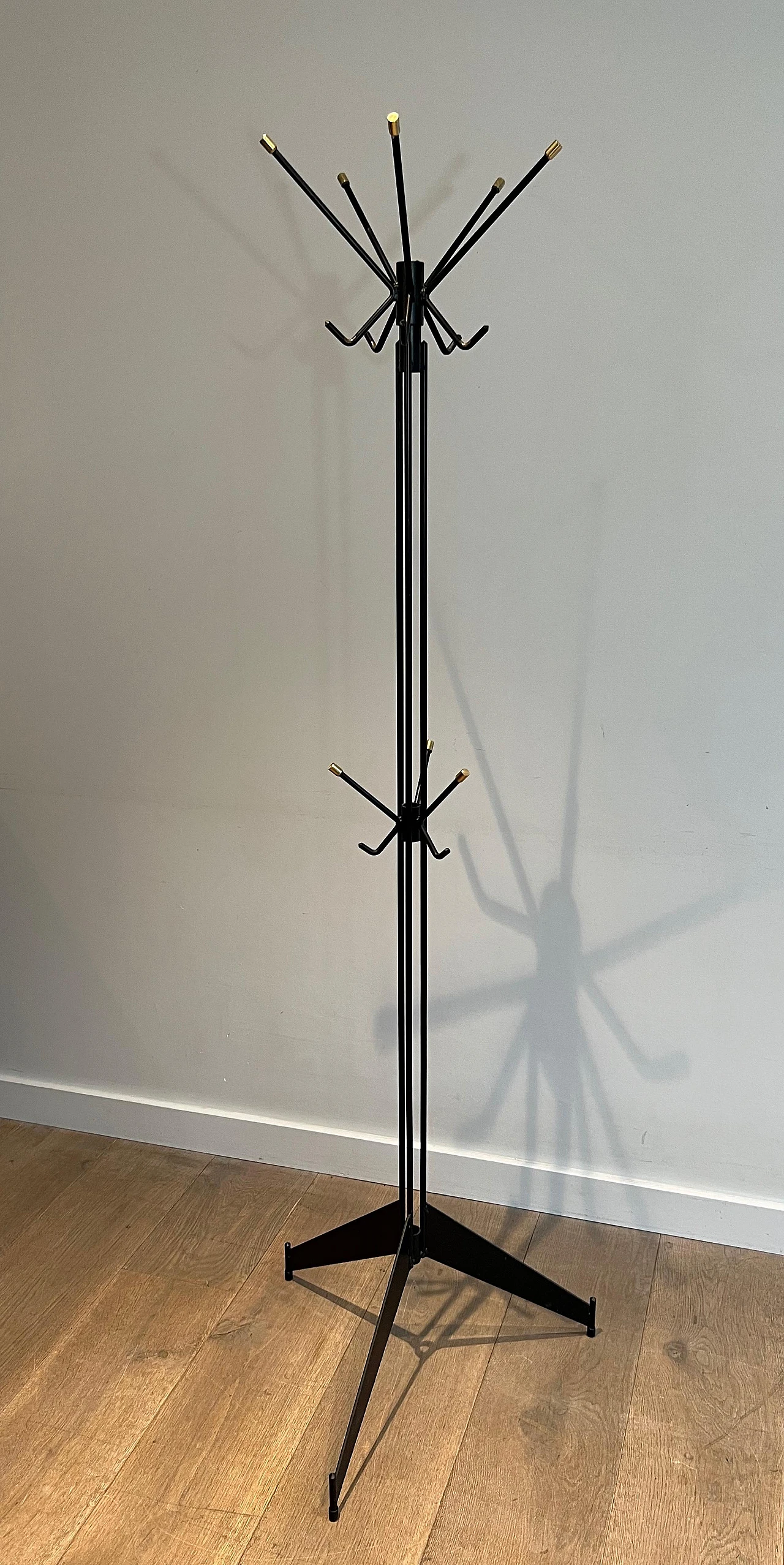 Brass and black lacquered coat stand, 1950s 12