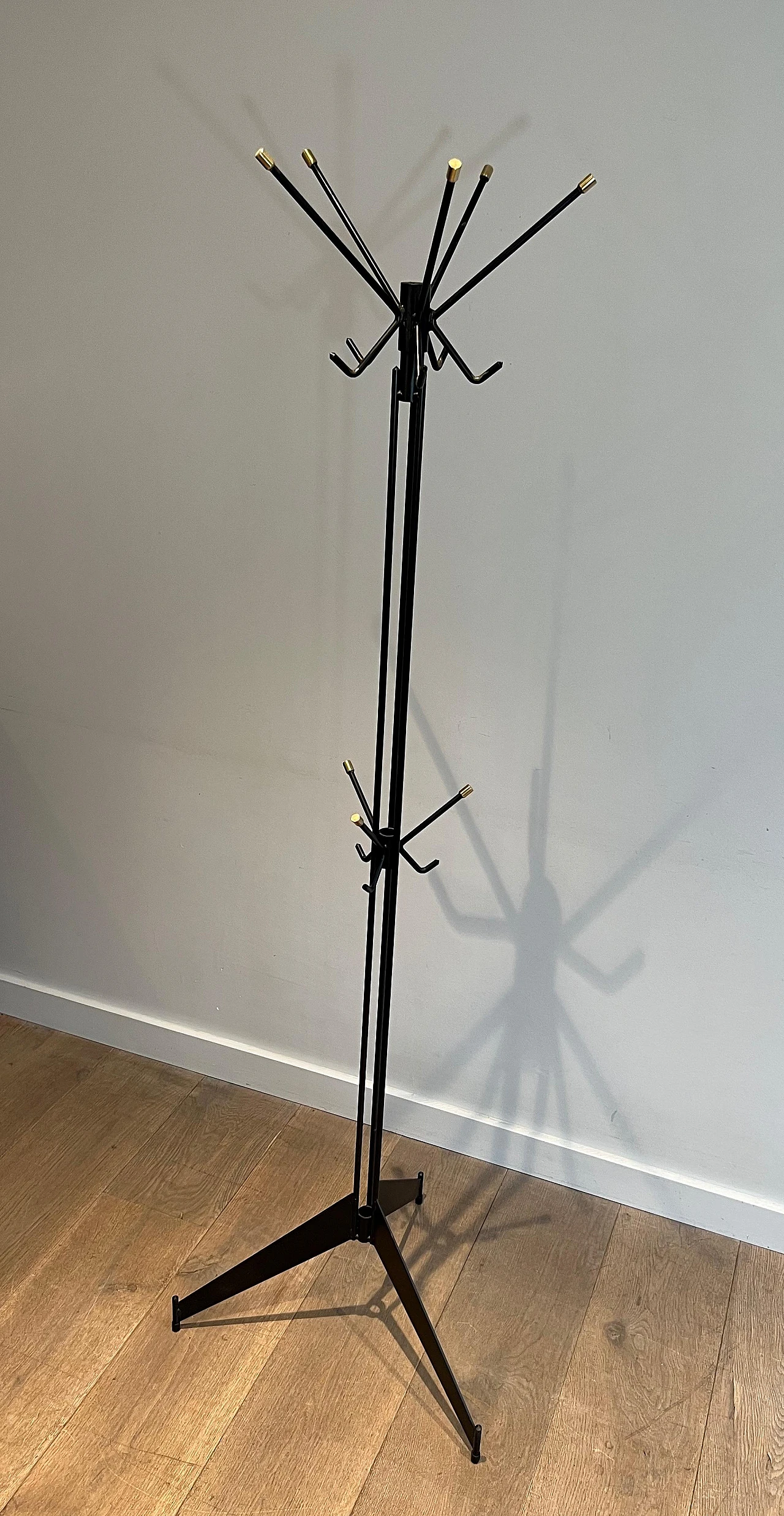 Brass and black lacquered coat stand, 1950s 17
