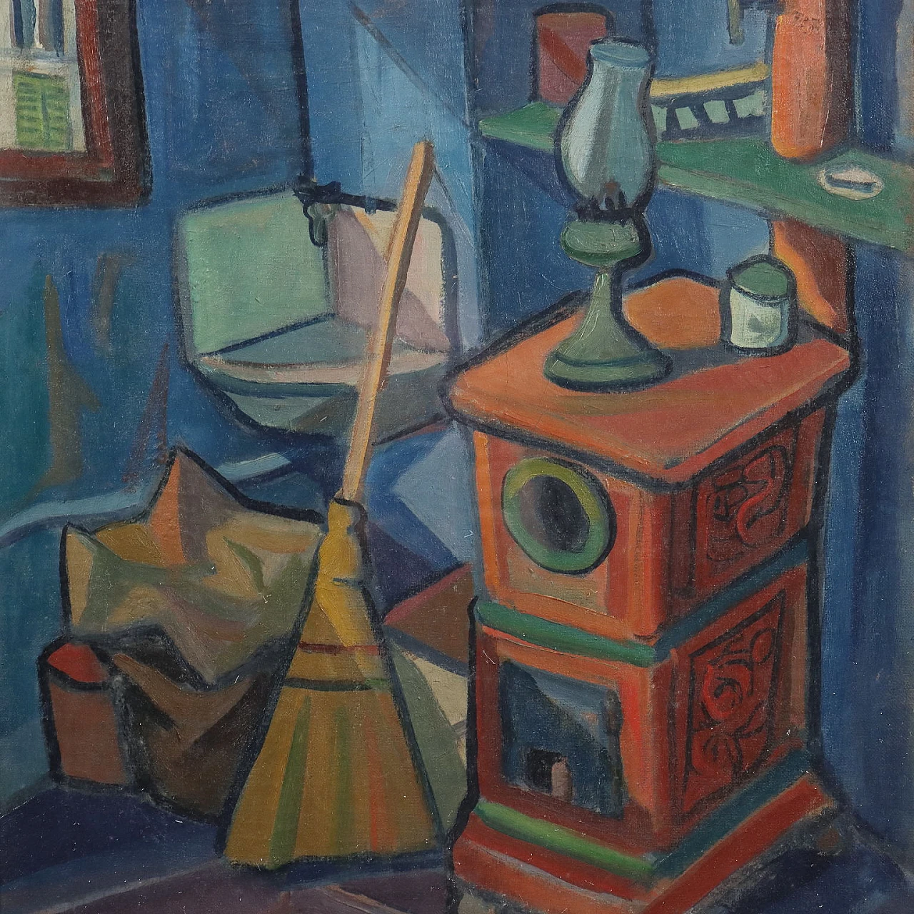 Dipinto contemporaneo di Alvaro Monnini, olio su tela, anni '40 3
