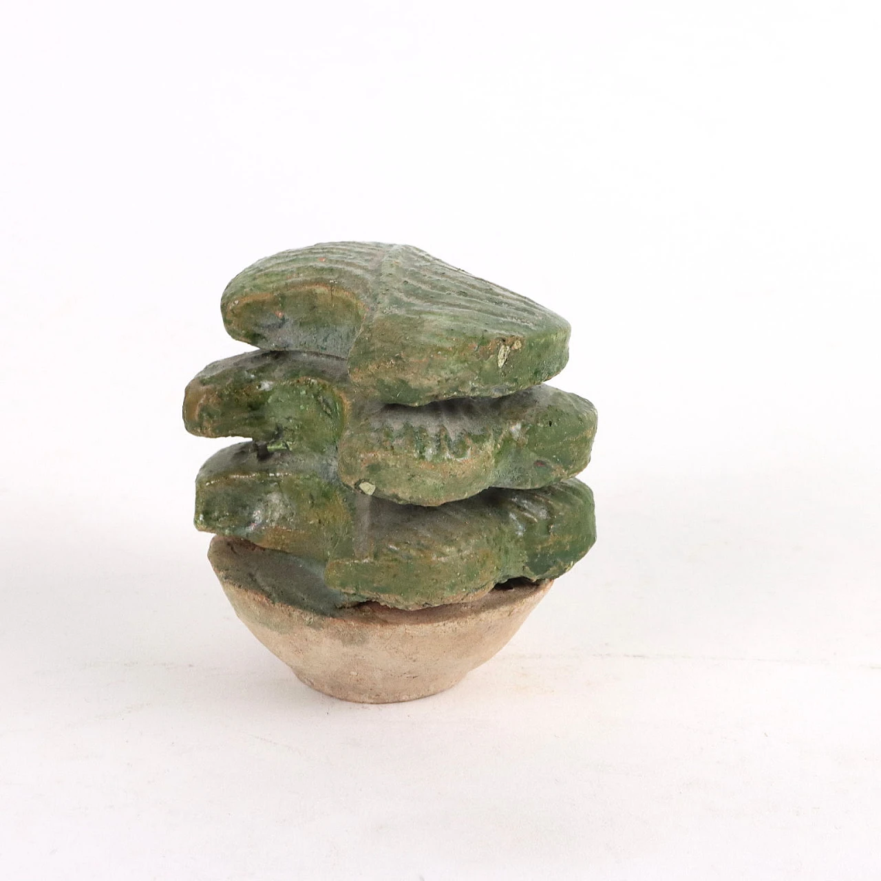 Scultura cinese di tavolo d'altare in ceramica smaltata Sancai 8