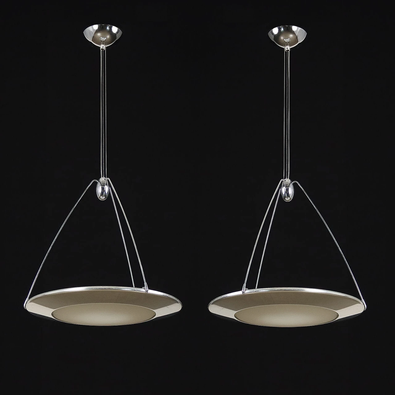 Pair of Mira ceiling lamps by Ezio Didone for Arteluce, 1980s