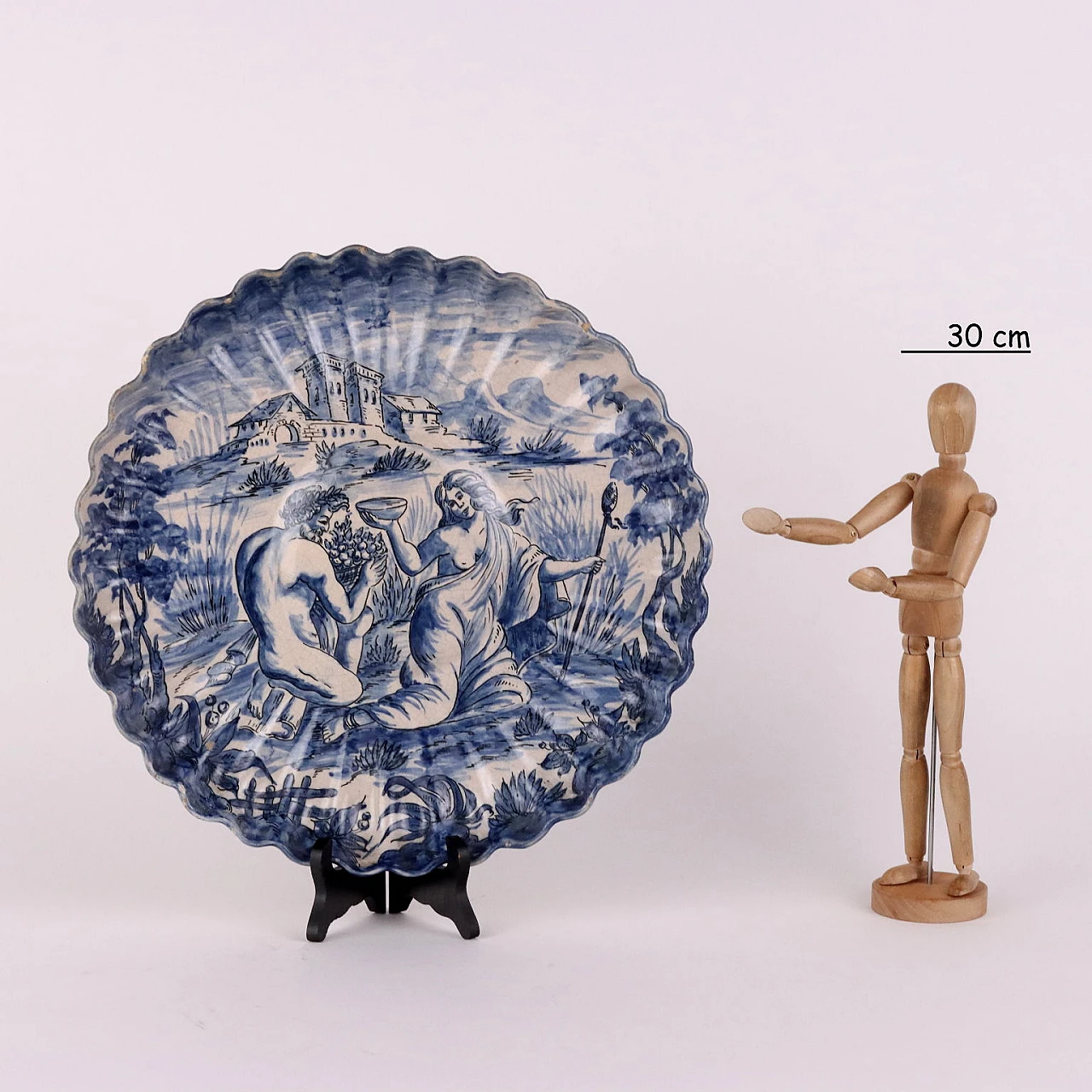 Savona majolica plate decorated in monochrome blue, 19th century 2