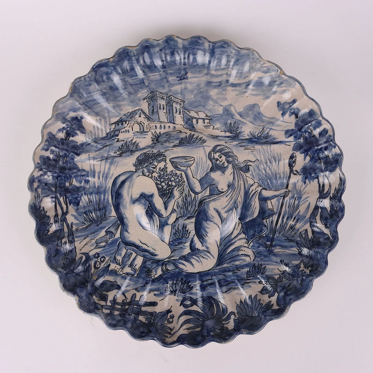 Savona majolica plate decorated in monochrome blue, 19th century 3