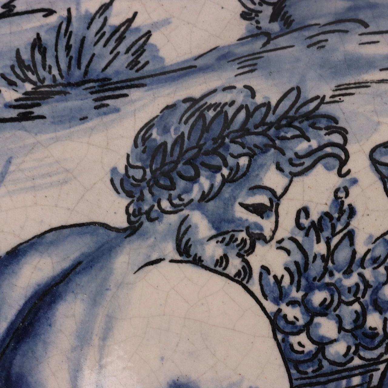 Savona majolica plate decorated in monochrome blue, 19th century 4