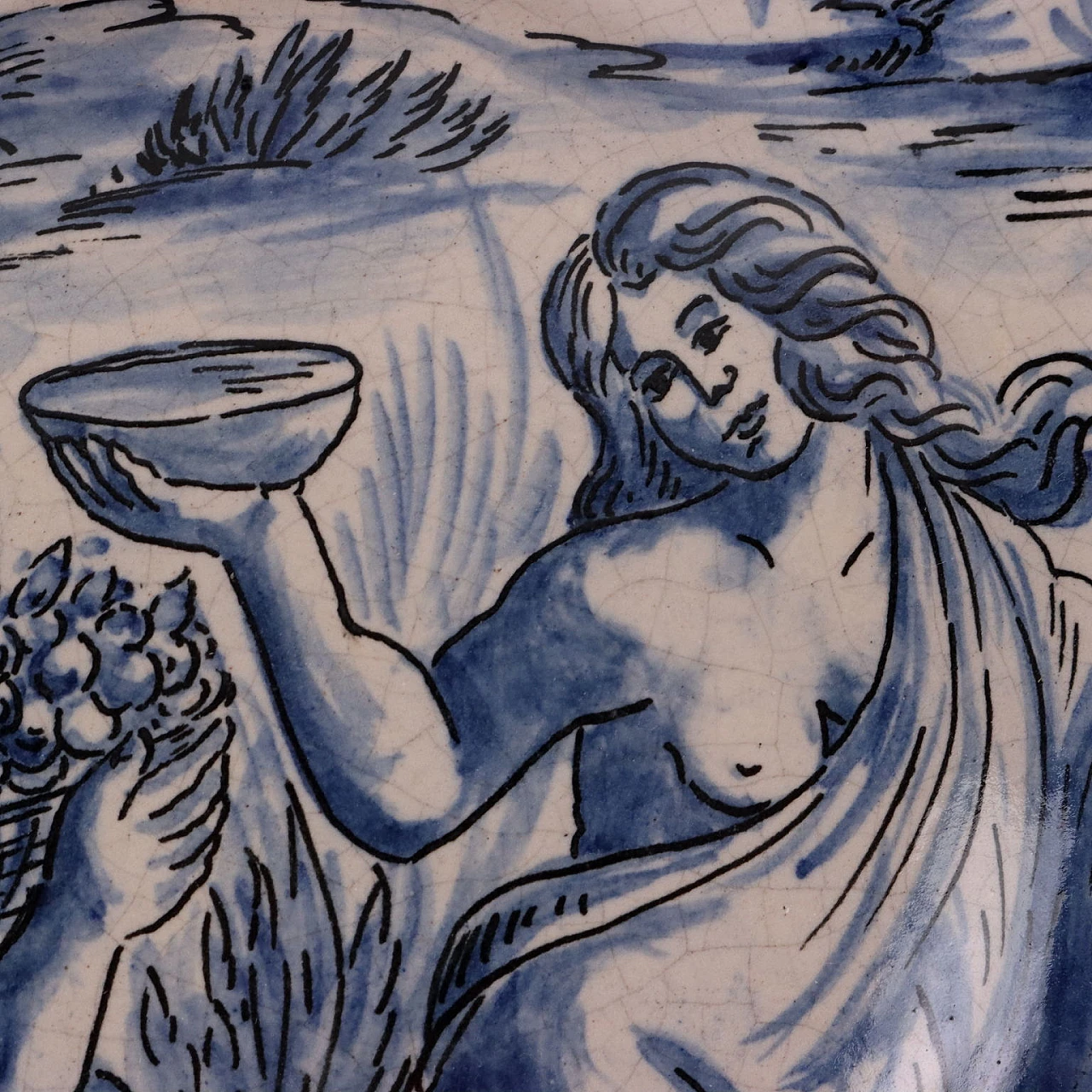 Savona majolica plate decorated in monochrome blue, 19th century 5