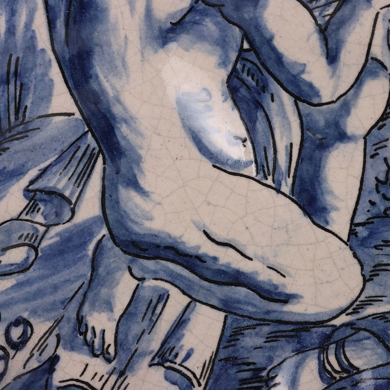 Savona majolica plate decorated in monochrome blue, 19th century 6