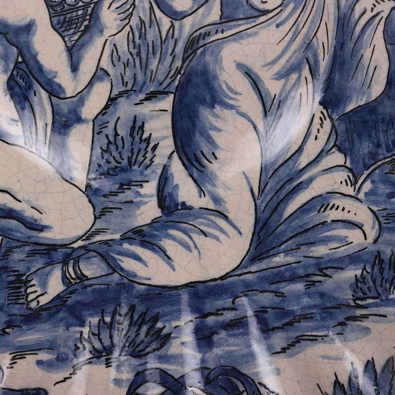 Savona majolica plate decorated in monochrome blue, 19th century 7