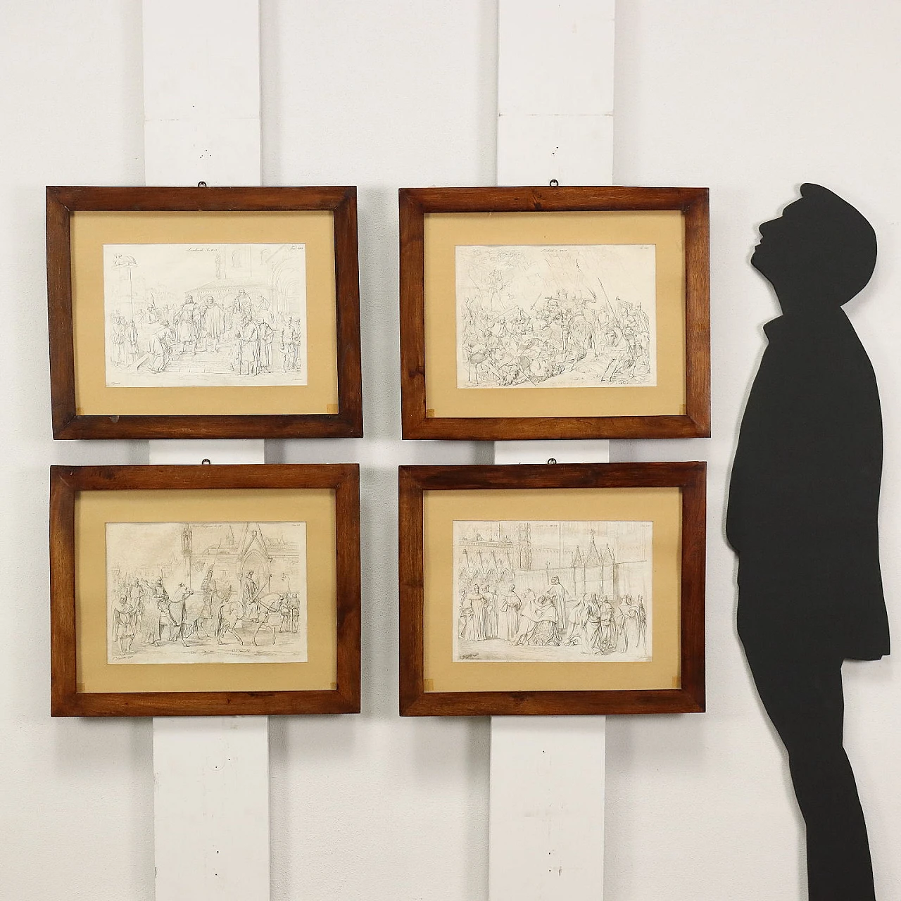 4 Incisioni con disegni di Vincenzo Gazzotto, bulino su rame, '800 2