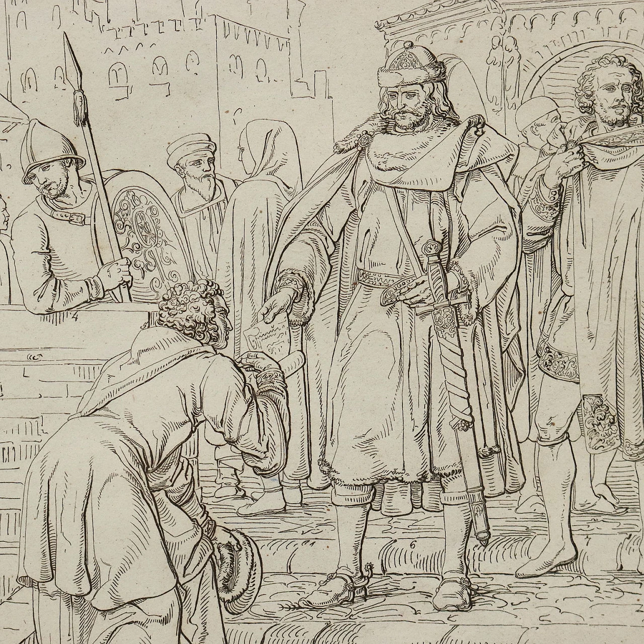 4 Incisioni con disegni di Vincenzo Gazzotto, bulino su rame, '800 7