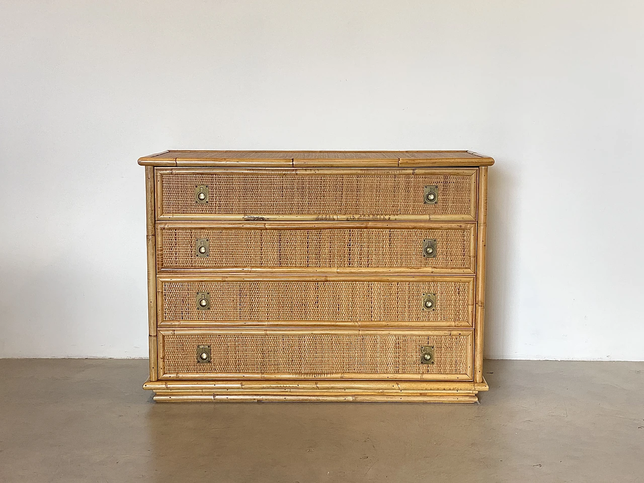 Bamboo chest of drawers by Dal Vera, 70s 1