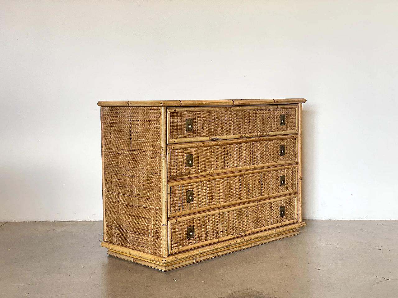 Bamboo chest of drawers by Dal Vera, 70s 2